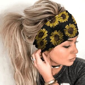 Two (2) Piece Sunflower Cloth Stretch Turban Headband